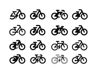 Obraz premium Electric Bicycle Icons. electric bicycles. Icon set. Set Logo of