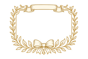 Decorative border design featuring leaves and ribbons ideal for invitations or announcements