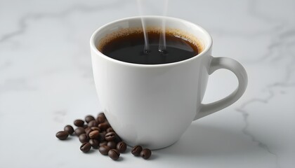 Isolated on a clear background is a fragrant cup of black coffee.