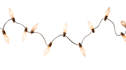 Softly glowing white christmas lights on a dark background