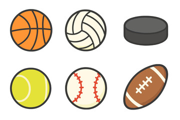 Obraz premium Various sports balls displayed on a white background for educational purposes in sports illustration