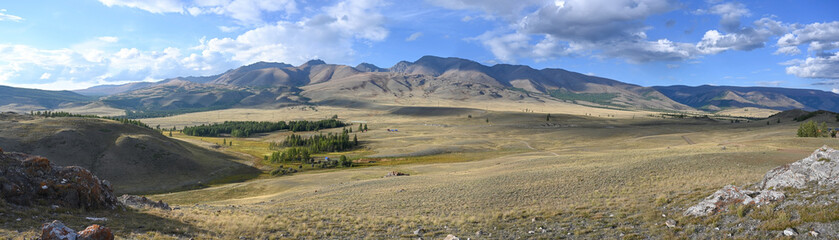 Panorama of the North Chuisky tract. Altai Republic, Russia