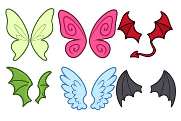 Colorful and creative collection of fantasy wings featuring butterflies and dragon motifs