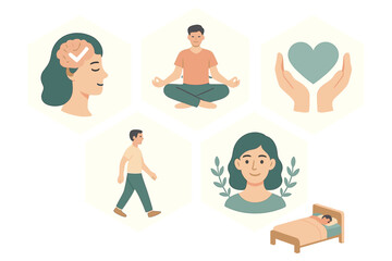 Habits for mental and physical well-being: meditation, walking, sleep, and self-care