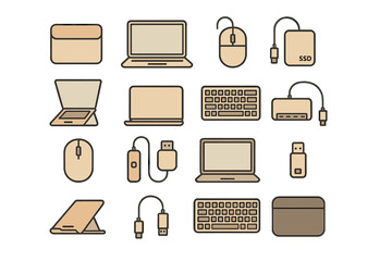 Collection of electronic devices and accessories arranged on a light background for tech enthusiasts and professionals