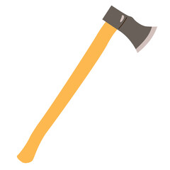 Cartoon vector illustration of a single axe, isolated on a transparent background