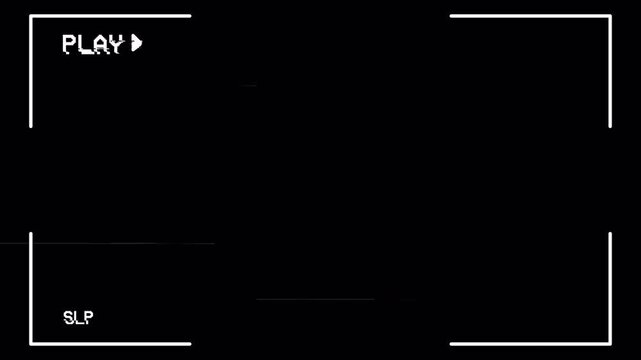 Authentic Retro 80s 90s VCR Viewfinder Overlay, VHS Noise, Heavy Scan Lines, and Camcorder Recording Screen for Found Footage Video 4k video animation seamless loop