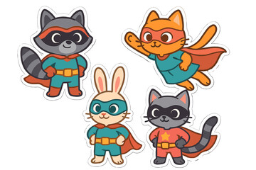 Superheroes unite in a vibrant cartoon scene featuring animal characters in colorful costumes
