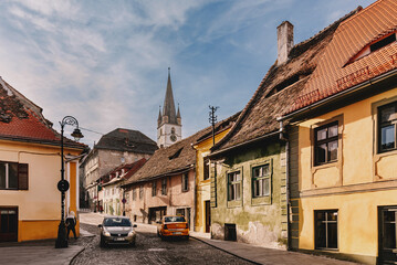 Street Scene in Historic Center of Sibiu