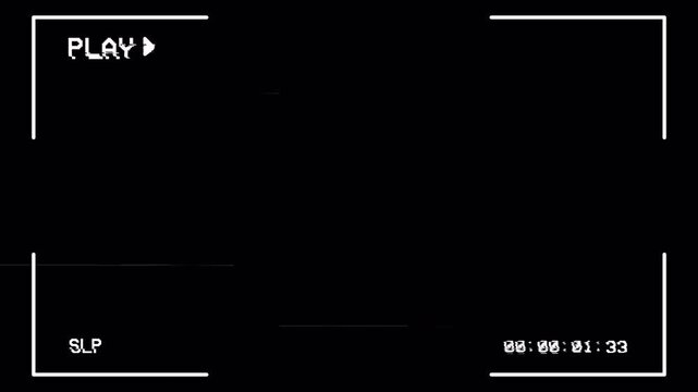 Authentic Retro VHS VCR Recording Playback Screen Overlay with Heavy Glitch Noise and 80s 90s Found Footage Look 4k video animation seamless loop