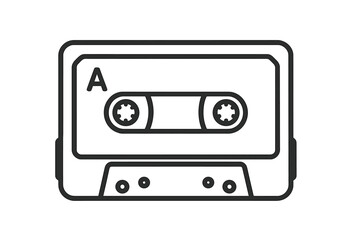 Minimalist outline drawing of a retro audio cassette tape for music recording