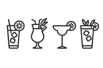 Collection of popular summer cocktails and refreshing mixed drinks served in various glassware