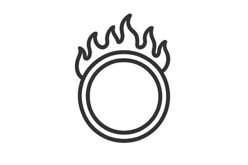 Minimalist black flaming ring of fire symbol for danger challenge or circus stunt
