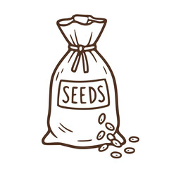 Handdrawn seed bag outline for gardening