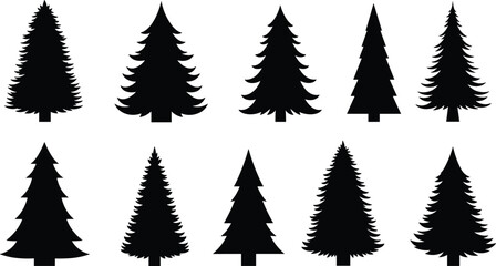 Obraz premium Christmas Tree Silhouette Bundle for Holiday Decorations.
