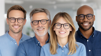 Group portrait of diverse business professionals smiling at camera, expressing confidence and cooperation, concept of teamwork, corporate culture, diversity and professional success.