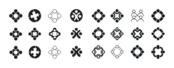 Collection of geometric and abstract black and white unity symbo