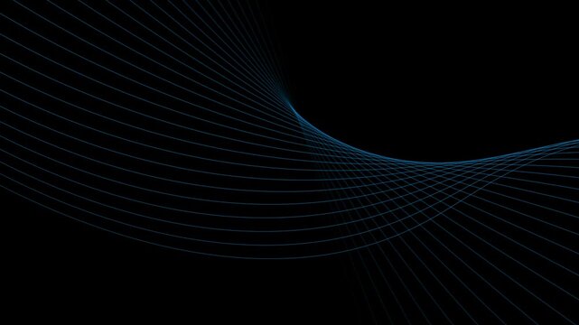 Abstract Blue Wavy Lines Forming a Swirl on a Black Background image photo