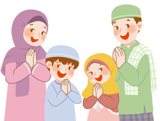 Muslim family greeting for eid