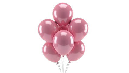 Pink Balloons Floating on White Background