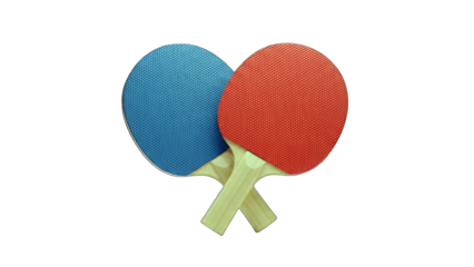 Ping Pong Paddles Crossed on White Background