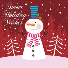 Christmas card with snowman