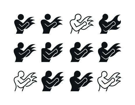 Body Combat Icons. Body combat. Icon set. Set Logo of body comba