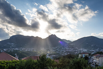 Natural landscape of beautiful Amalfi cost mountains.