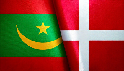 デンマークの国旗とモーリタニアの国旗(Denmark flag & Mauritania flag.)
