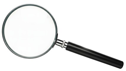 Magnifying glass with black handle isolated on white background