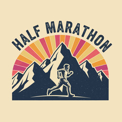 Fototapeta premium Inspirational mountain running event emphasizing endurance and outdoor adventure