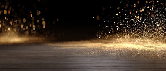 Golden stars and sparkles create a festive atmosphere for celebrations and special events on a black background at night
