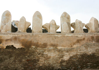 Heritage house crenels in the old town, Al Hudaydah Governorate, Zabid, Yemen