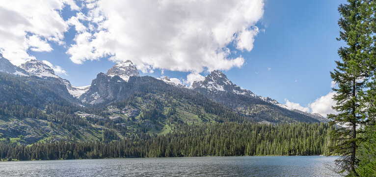 Panorama of Bradley Lake in Grand Teton National Park, Wyoming, USA