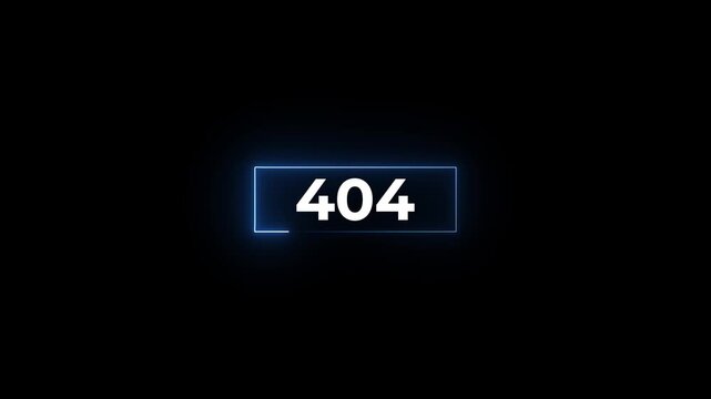 minimal neon style 404 error text animation for tech themed projects.