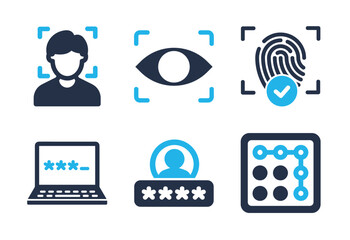 Security access icon set. Solid glyph series icons