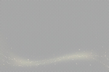 Abstract gold light effects and glow with sparkling particles on transparent background