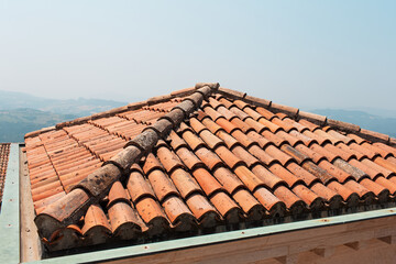 Natural pattern of old roof, top view.