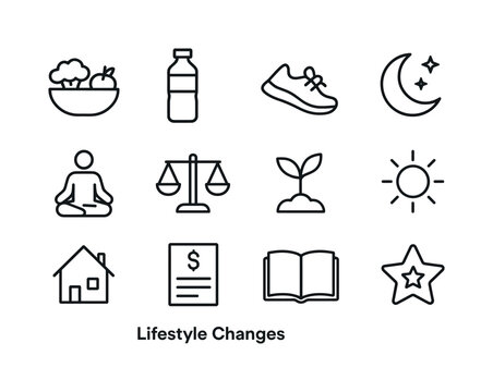 Lifestyle Icon Set. Lifestyle Changes. Line icon set of Lifestyl