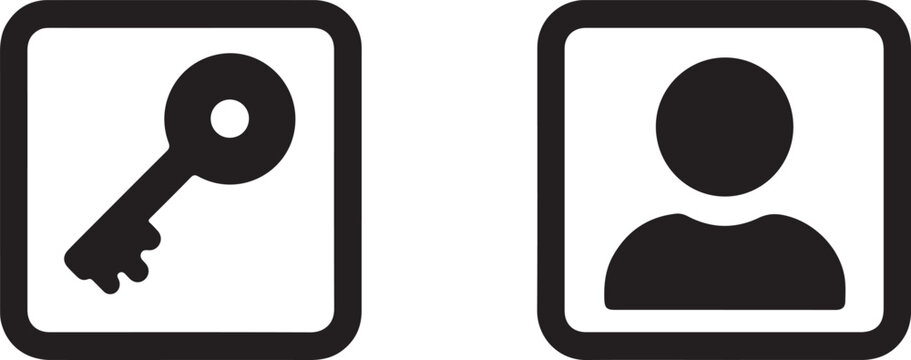 Key and user profile icons representing digital login, security, and access control
