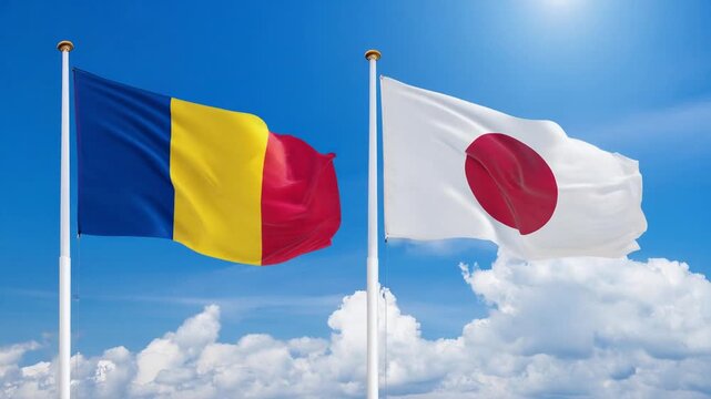 日本の国旗とチャドの国旗(Japan flag & Chad flag.)
