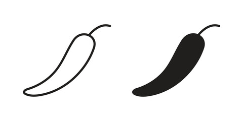 Obraz premium chilli pepper icons on white background. Line vector sign, symbol for web and mobile