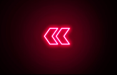 Neon arrow icon on black background. left Arrow icon sign symbol background. Indicator symbol. arrow icon on black background. Road sign. Stairs symbol.
