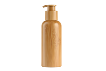 Skincare bamboo cap lotion bottle isolated on transparent background