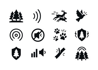 Forest Noise Icons. Forest noise impact. Solid icon set of fores
