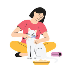 Combing Fur Vector Flat Illustration EPS 10 File