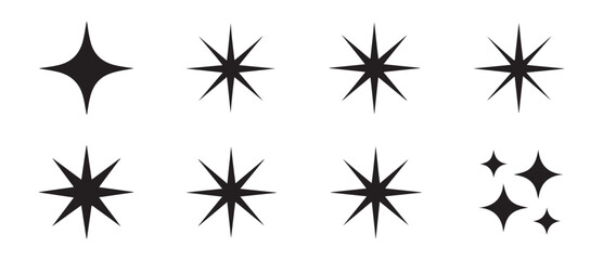 Black sparkle icon set vector illustration isolated on white background for your design graphic web ui ux