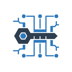 Digital Key Icon Sign Symbol