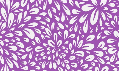 Vibrant Purple Abstract Floral Pattern Playful Splash Swirl Seamless Background Modern Hand-Drawn Petal Texture Design