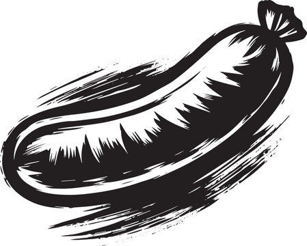 Minimalist Sumi-e Sausage Illustration in Black and White Style